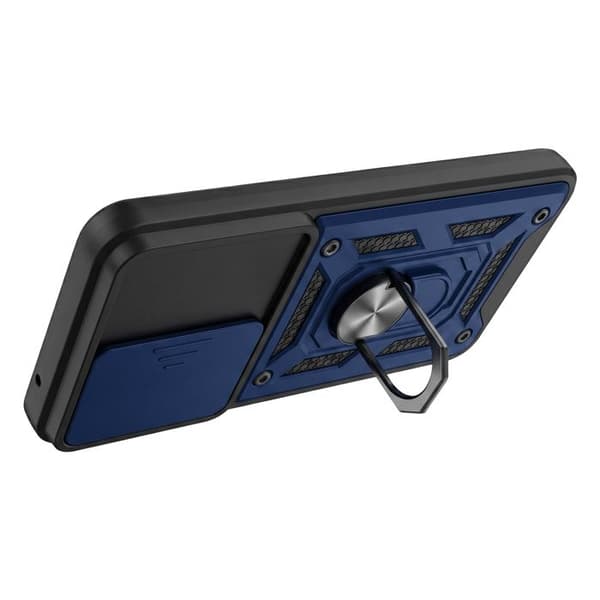 Cover til Galaxy A53 5G med roterende magnetisk ring og skydelåg til kamera Mayaxess Mørkeblå Blå