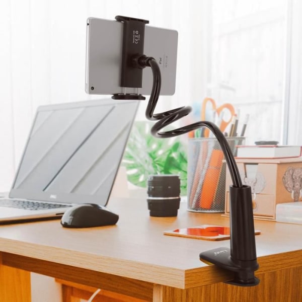Supportbureau - LinQ - Universel Rotativ 360° - Justerbar Arm - Klemmontering - Sort