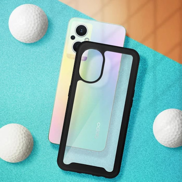 Coque - AVIZAR - Oppo Reno 8 Lite 5G - Transparent Bak - Svart Silikon - Förstärkt Skydd Transparent + Svart