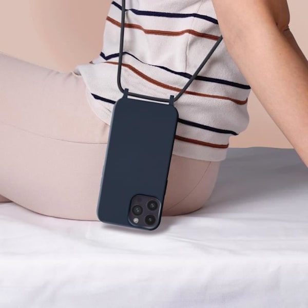 iPhone 14 Pro Cord Case Halvstift med nakkestrop 80 cm blå blå