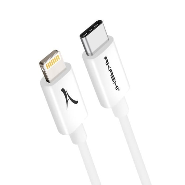 USB Typ C till Lightning Quick Charge Överföringskabel 3m Signerad Akashi Vit