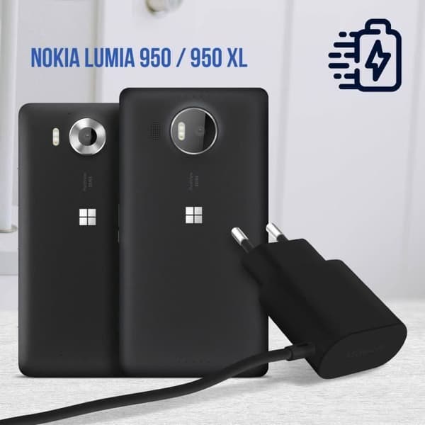 Strømforsyning - Microsoft - 15W - Integreret USB-C-kabel 1m - Hurtigopladning - Sort Svart