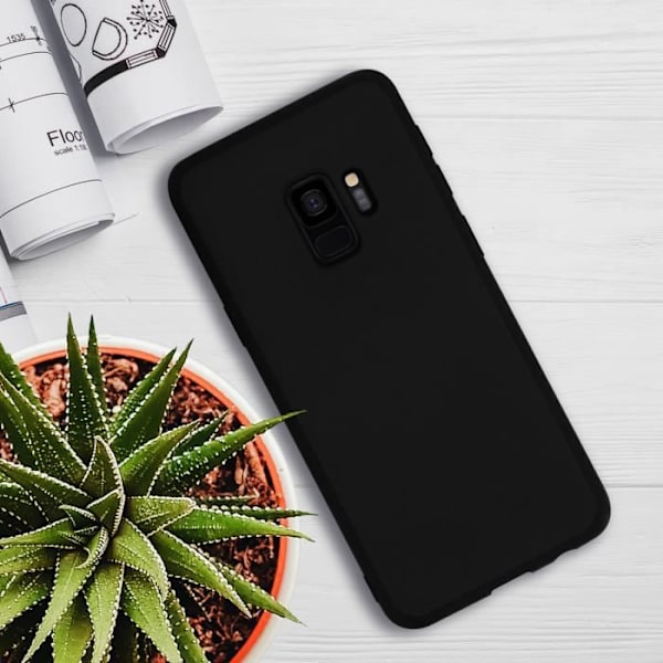 Baksida - Samsung - Galaxy S9 - Silikon gel - Repeller - Matt svart matte svart