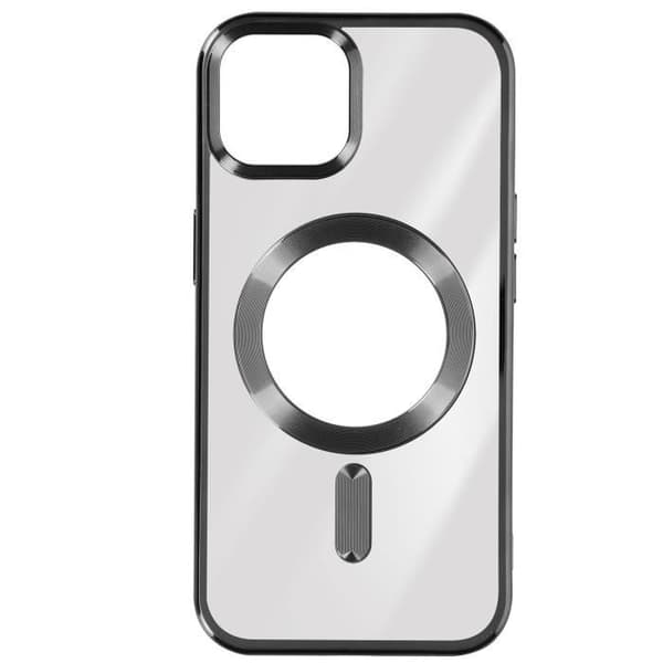 MagSafe Cover til iPhone 15 Plus Silikone Kamerabeskyttelse Sort Chrome Contour Svart