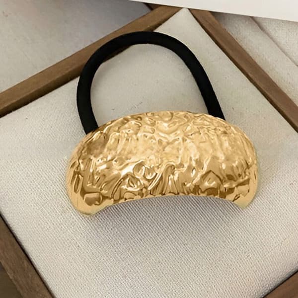 Hårsnodd - AVIZAR - Halvmåne - Guld - Chic - Mjuk Tyg Gul