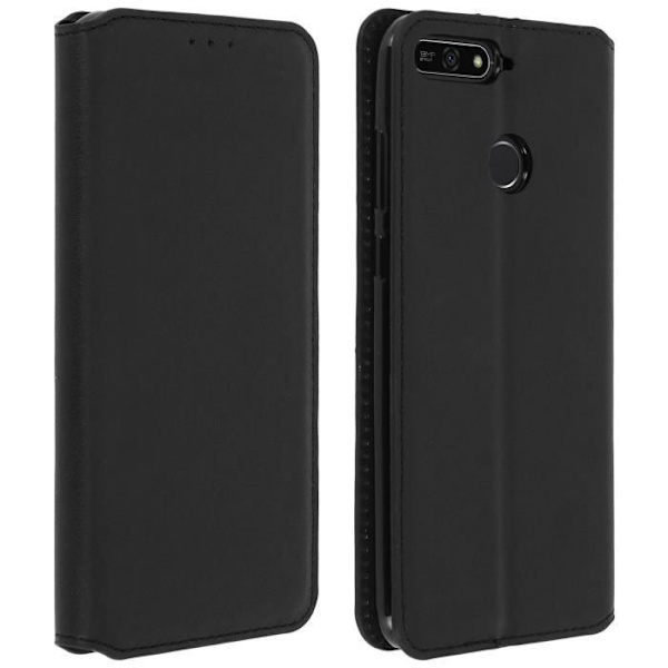 Etui Folio - Honor - 7A / Huawei Y6 2018 - Ekoskinn - Svart - Stödfunktion Svart