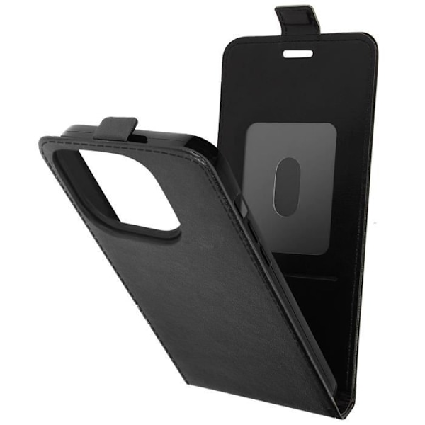 Fodral för iPhone 15 Pro Vertical Flip med korthållare Svart - AVIZAR - Stel - Syntet - Matt - Blandad Svart