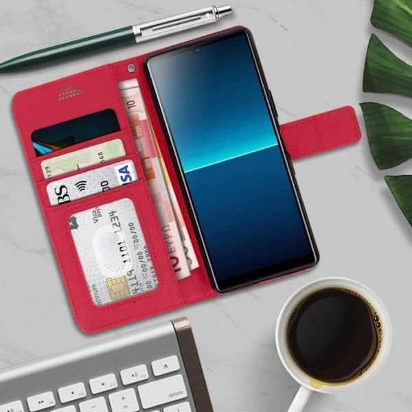 Housse Folio - AVIZAR - Sony Xperia L4 - Rosa - Blød Cover - Magnetisk Lukning Rosa
