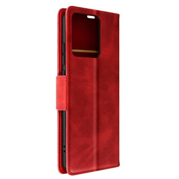 Rødt pung etui til Xiaomi Redmi Note 12 i imiteret læder, videosupport Röd