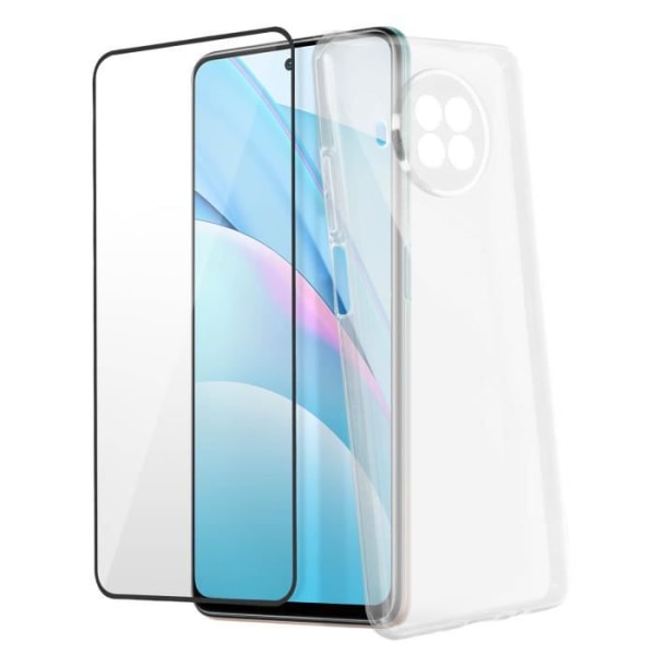 Pehmeä kotelo ja karkaistu lasikalvo Xiaomi Mi 10T Litelle - AVIZAR - Musta