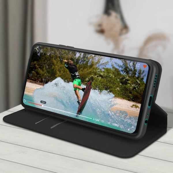 Housse - AVIZAR - Huawei P smart 2021 - Øko-læder - Støttefunktion - Sort Svart