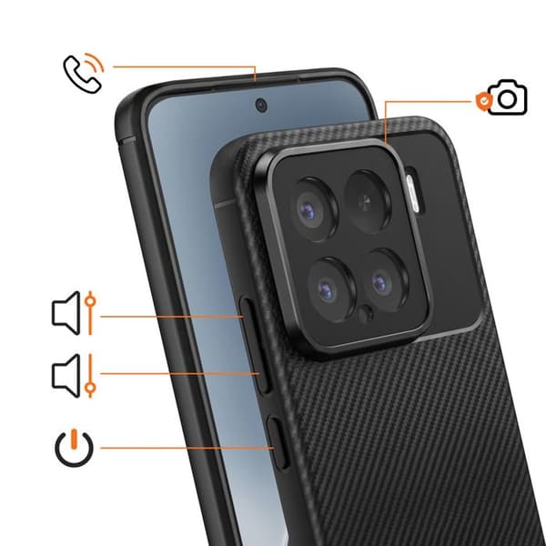 Siliconfodral för Xiaomi 15 Texturerad Kolfiber Effekt Svart Svart