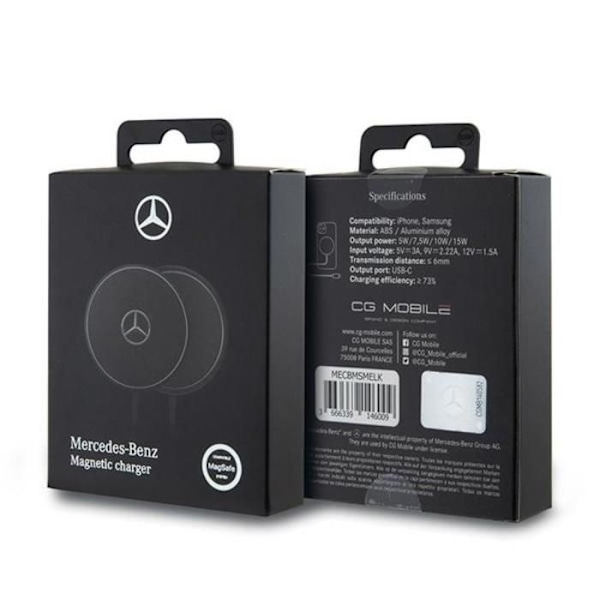 Induktiolaturi - Mercedes - Suuri hopea logo - 15W - Musta - MagSafe sort