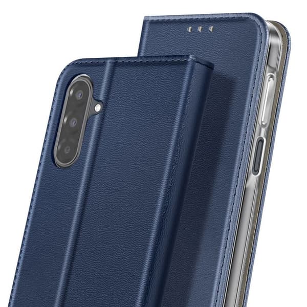 Fodral med lock - AVIZAR - Galaxy A17 - Magnetisk - Kortfack - Ställfunktion Mörkblå Blå