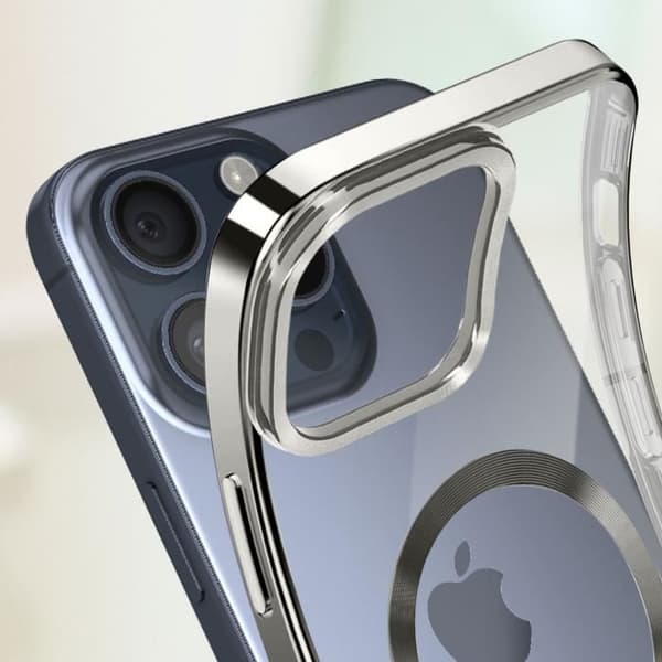 Coque MagSafe - Apple - iPhone 15 Pro - Silikon - Kameraskydd - Kromad Silver Pengar