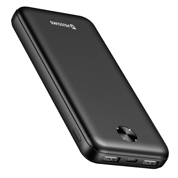 Extern Batteri 10000mAh 10.5W med Dubbel USB-port LED Indikator Swissten Svart Svart