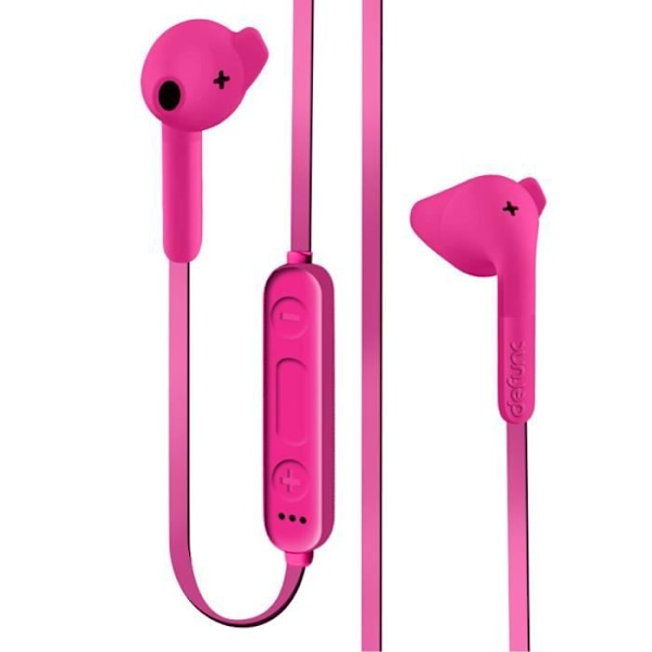 Trådbundna hörlurar - DEFUNC - Rosa modell - 5 timmars batteritid - Integrerad mikrofon - Anti-tangle Design Rosa