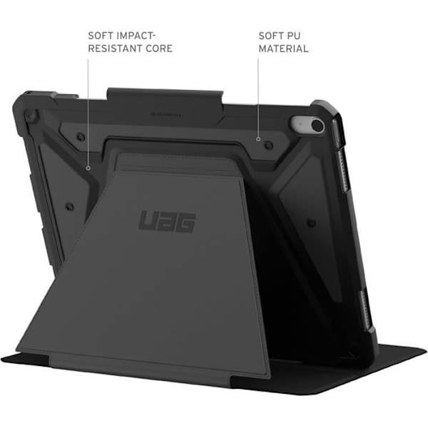 URBAN ARMOR GEAR Metropolis SE-fodral Apple iPad Air 13 M2 / 2024 Skyddsfodral med väckarfunktion/Sömn, Stöd för Apple Pencil/Lo Svart