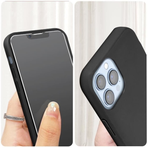iPhone 13 Pro Max blødt sort etui og 9H gennemsigtigt hærdet glas Svart