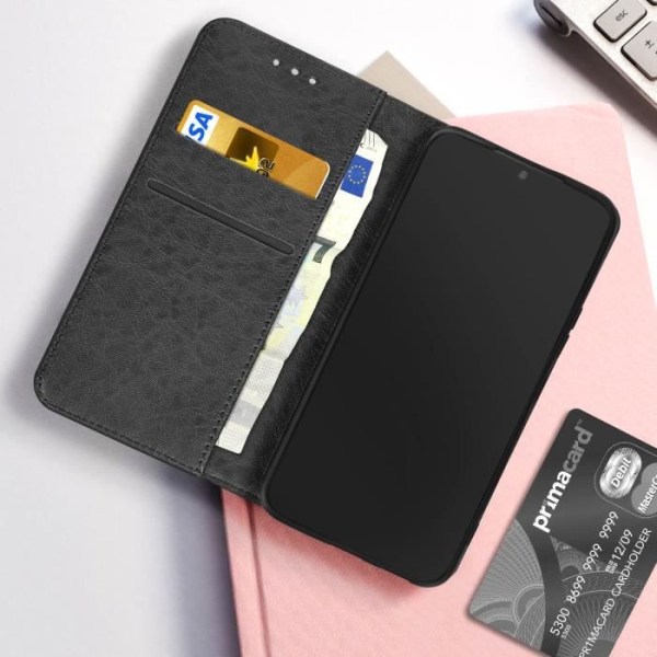 AVIZAR Samsung Galaxy S22 etui - Sort - Videostøttefunktion - Lædereffekt Svart