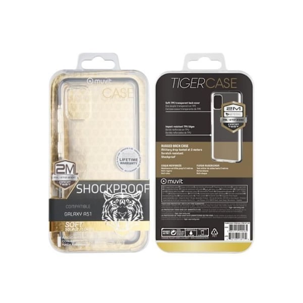 MUVIT TIGER Cover Forstærket Cover 2M Gennemsigtig: Samsung Galaxy A51