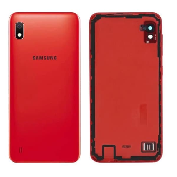 Batterikapacitet - SAMSUNG - Galaxy A10 - Original - Röd - Utskärningar för kameror och logotyp Röd