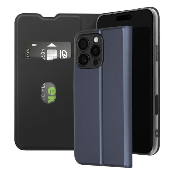 Etui til iPhone 16 Pro - AVIZAR - Soft touch - Kortholder - Videostøtte - Blå Blå
