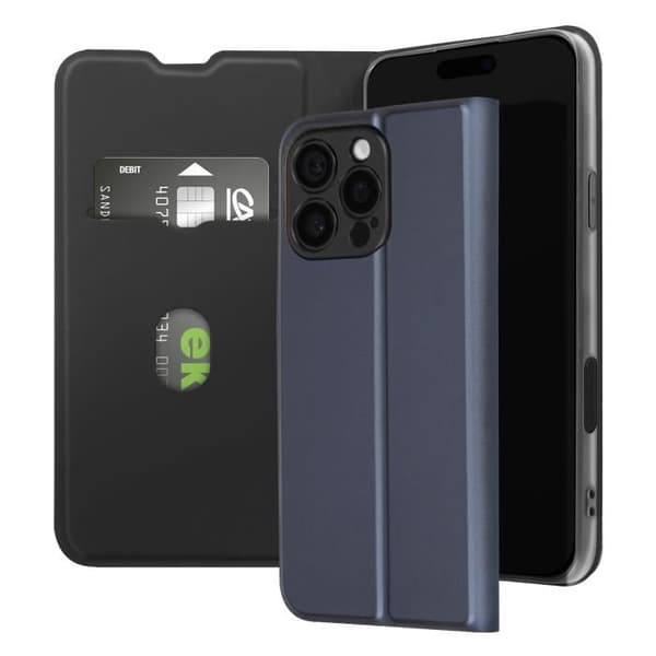 Smartphoneetui - AVIZAR - iPhone 16 Pro - Blød berøring - Kreditkortholder - Videostander - Blå Blå