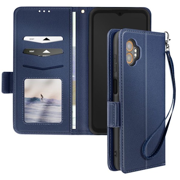 Etui Clapet til Galaxy XCover 7 Pro med rem, støttende, tegnebog, blå Blå