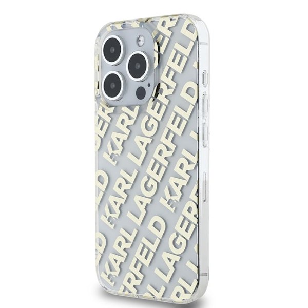 iPhone 15 Pro Fodral - Karl Lagerfeld IML Luxury (KLHCHCP15LHKKFOEMD) - Guld Fullover Logotyp