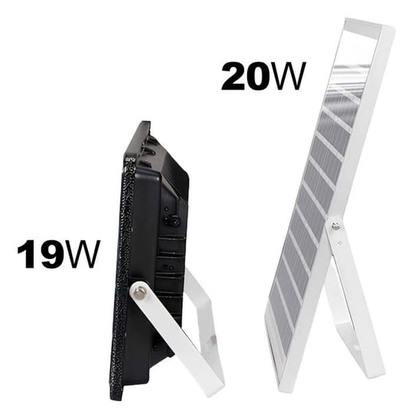LED Solcelleprojektor 19 W med 20 W solpanel og automatisk detektion grå Grå