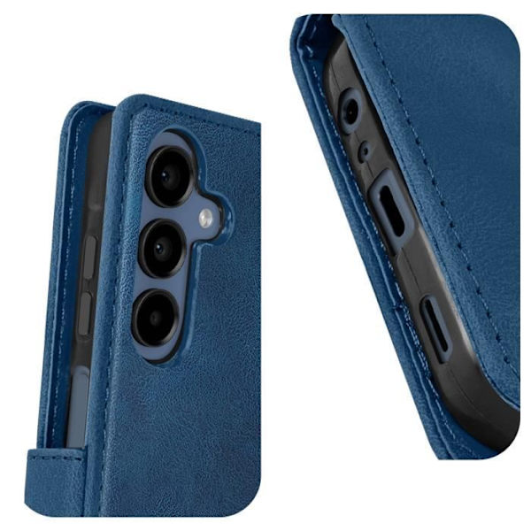 Fodral för Samsung Galaxy A15 5G Flower Wallet med handledsrem midnattsblå