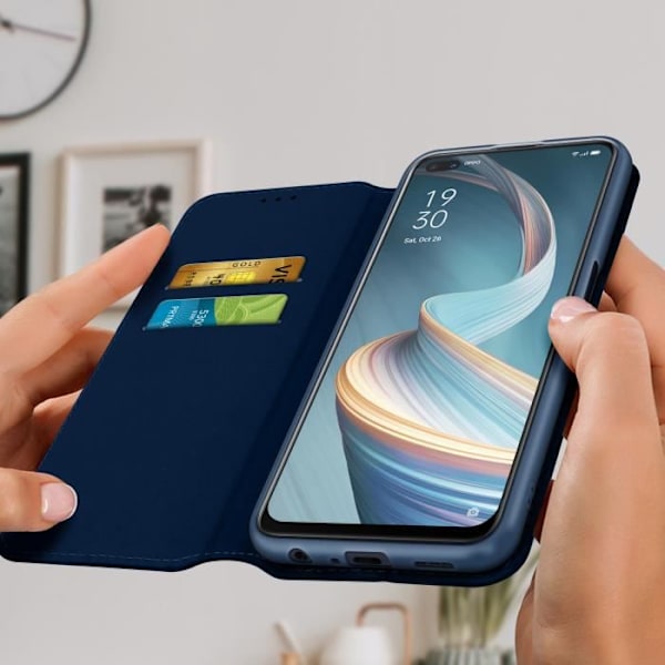 Hus - AVIZAR - Oppo Reno 4 Z 5G - Ekoskinn - Folio Plånboksfodral - Blå Blå