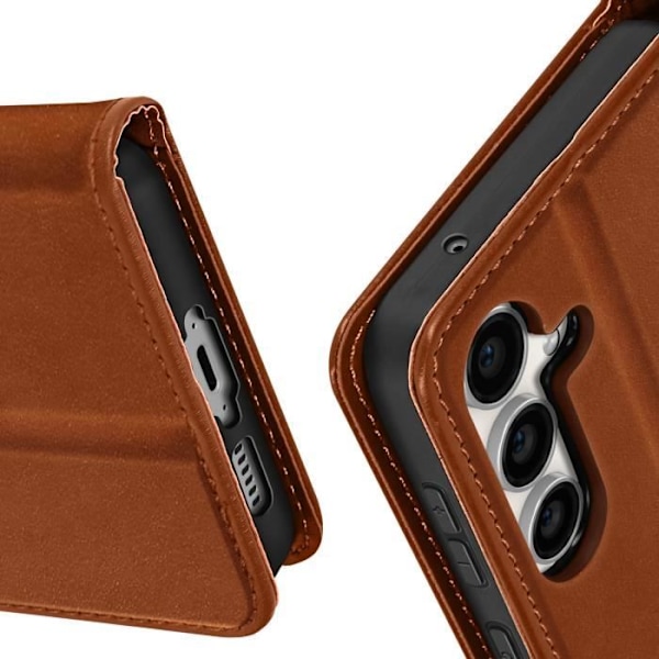 Fodral till Samsung S23 FE - AVIZAR - Plånbok Videostöd - Magnetisk flik - Brun kastanj