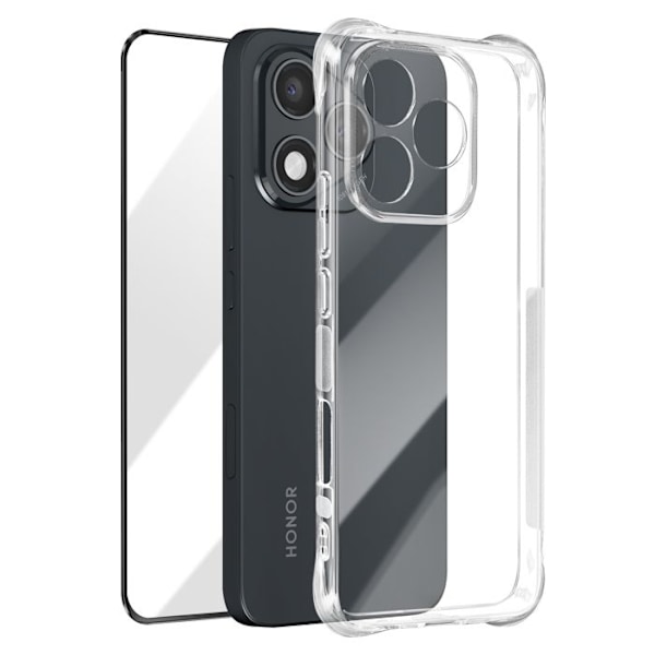 Pack skydd för Honor 400 Lite, stötsäker skal och 9H härdat glas, genomskinlig Vit