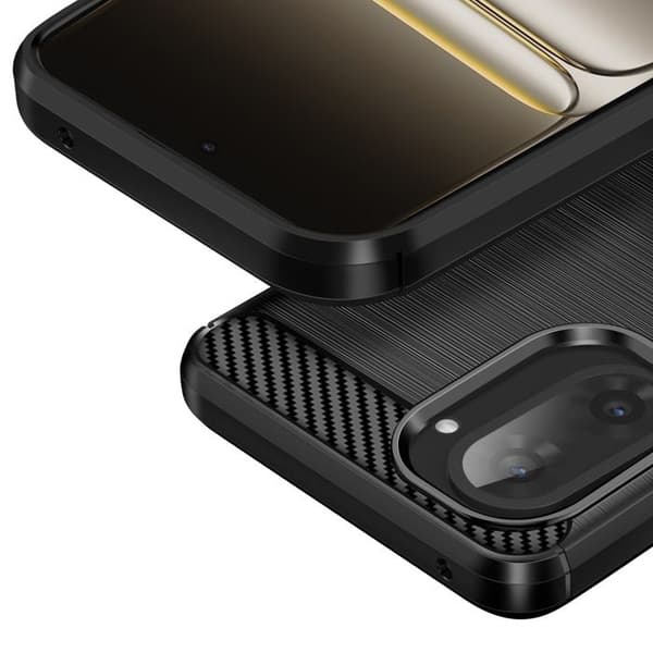 Coque - ADVARSEL - OnePlus Nord CE5 - Blød Silikone - Carbon Effekt - Beskyttelse mod Ridser Svart