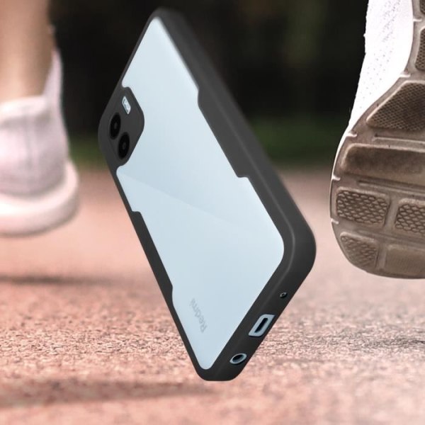 Fodral - AVIZAR - Redmi A1/A2 - Plexiglas bak - Polymer framsida - Svart Svart