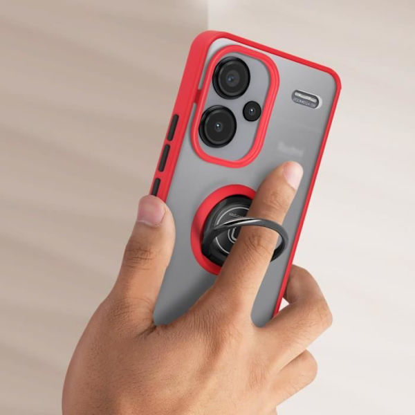 AVIZAR Hårt fodral för Xiaomi Redmi Note 13 Pro Plus - Metallring stödfunktion Röd Röd