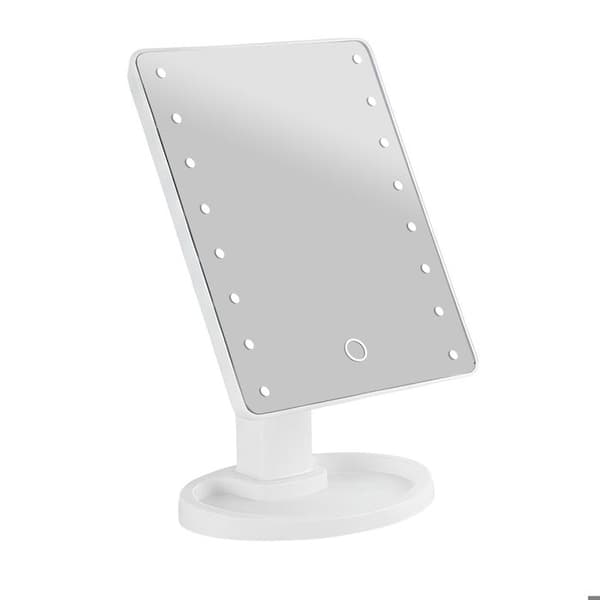 Makeup spejl - AVIZAR - 360° roterende LED - Berøringsfølsom - Justerbart lys - USB/batterier Vit