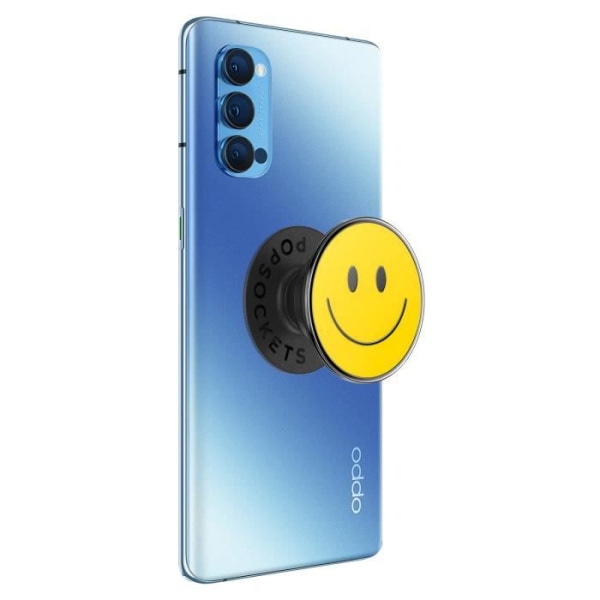 Tillbehör för smartphone - PopSockets - PopGrip - Design med leende ansikte i gult - Ultra-lätt - Utbytt PopTop Gul