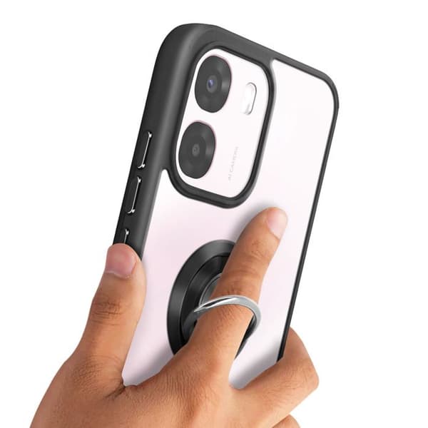Cover til Oppo A6 / A6x med magnetisk ring, frostet finish, sort Svart