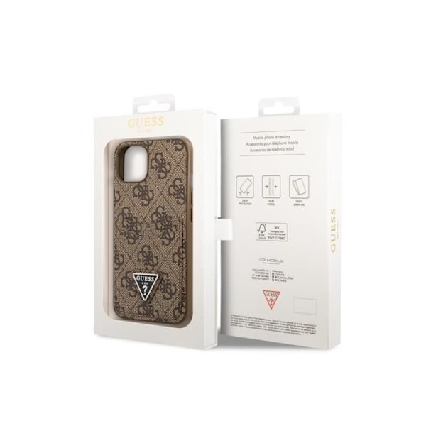 Fodral för Apple iPhone 14 PU 4G korthållare Guess Brown kastanj