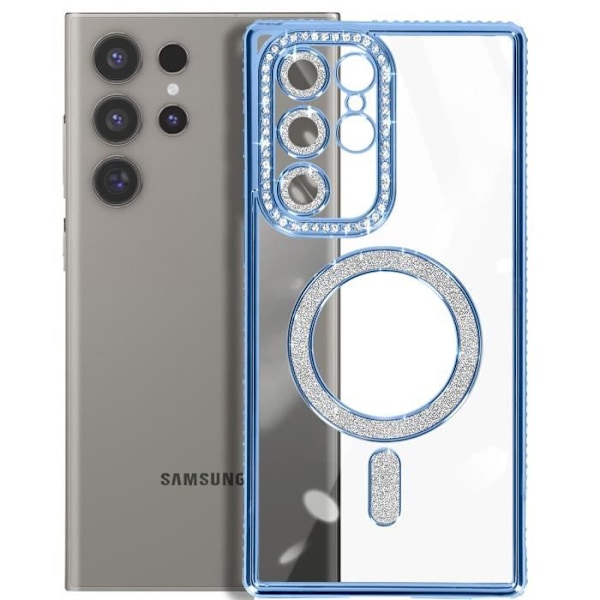 Coque - ILMOITTAKAA - Samsung Galaxy S24 Ultra - Kova - Strassi - Yhteensopiva MagSafe Blå