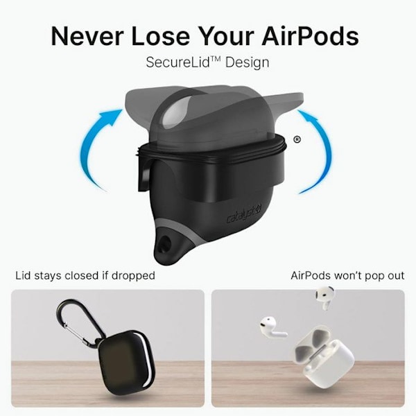 Coque för Airpods 4 Vattentät IPX6 med Karbinhake Catalyst Svart Svart