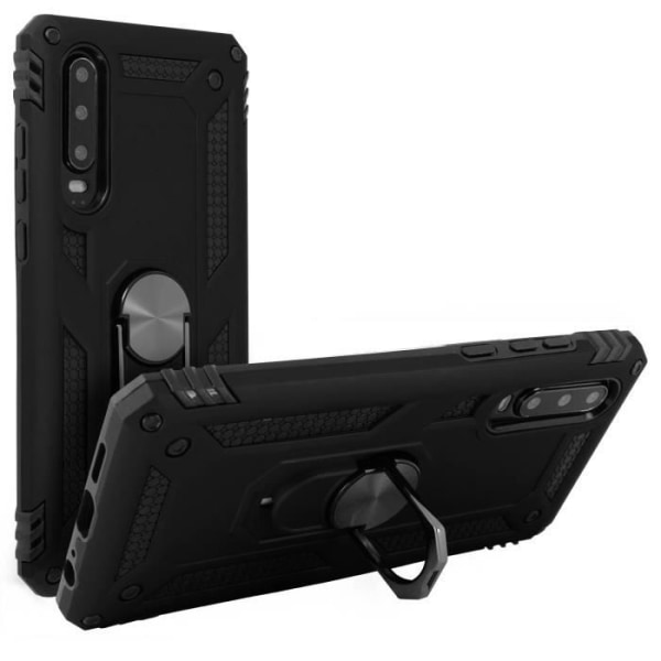 Bagcover - Huawei - P30 - Bi-materiale - Indbygget videostativ - Sort Svart