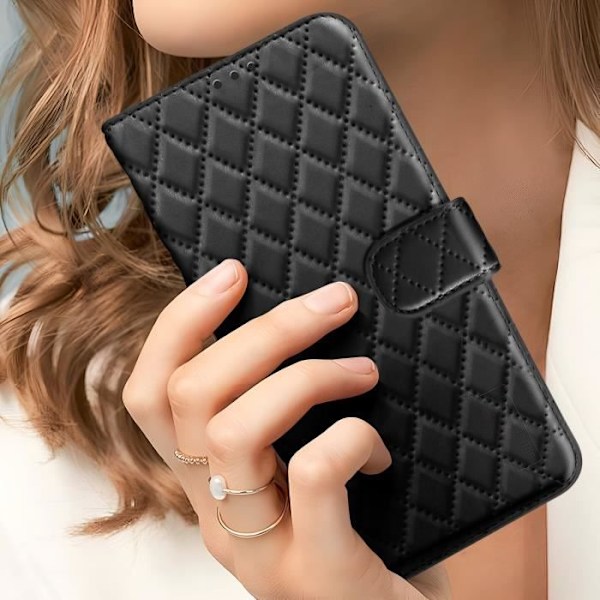 Fodral för Redmi Note 14 4G Plånboksdesign Diamantmönster Svart Svart