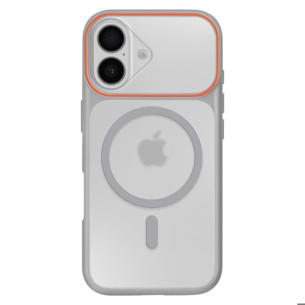 MagSafe-cover til iPhone 16 Plus, røgfarvet bagside med forstærket grå silikoneramme Grå