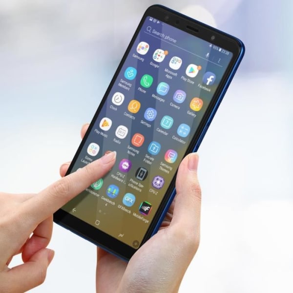 Lujittemäntä lasi Samsung A7 2018, kovuus 9H+, elinikäinen takuu, musta Force Glass Svart