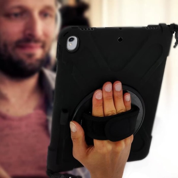 iPad Pro 10.5 och Air 2019 Hybrid Case Handtag Kickstand Axelrem Svart