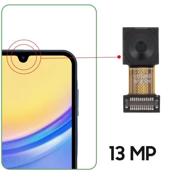 Frontkamera - SAMSUNG - Galaxy A15 - 13MP - Sort - Original Svart